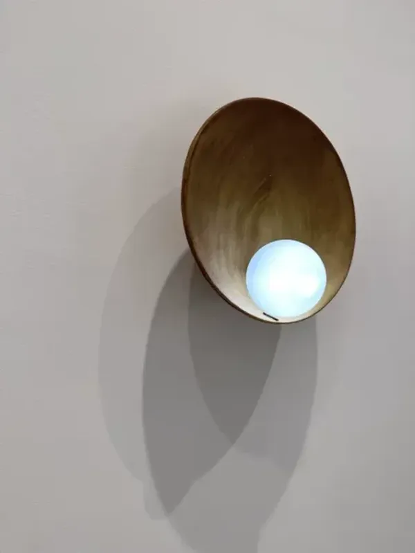 White Brown Shell Wall Lamp with LED for Homestay, Bedroom, Corridor, Resin Wall Sconce photo review