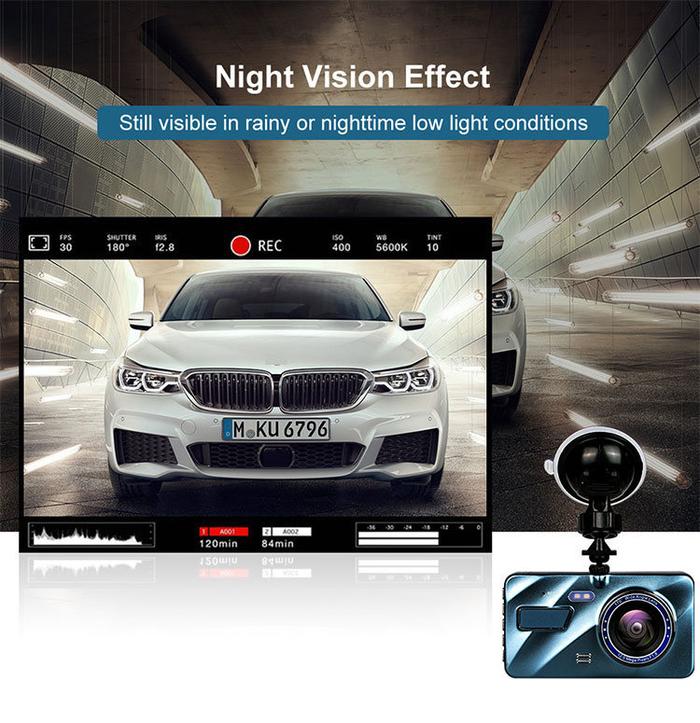 Wireless Front And Rear Dash Cam Dashboard Camera For Car With Night Vision