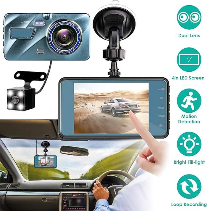 Wireless Front And Rear Dash Cam Dashboard Camera For Car With Night Vision