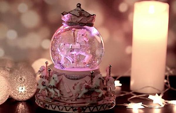 Wrapped Music Box Carousel Horses Color Lights, Unicorn Musical Snow Globe, Crystal Music Box Carousel photo review