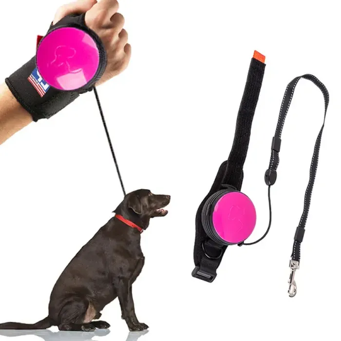 Wrist Strap Retractable Dog Leash, Automatic Shrinkage Nylon Traction Rope